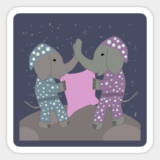 Cute elephants with pyjamas Sticker